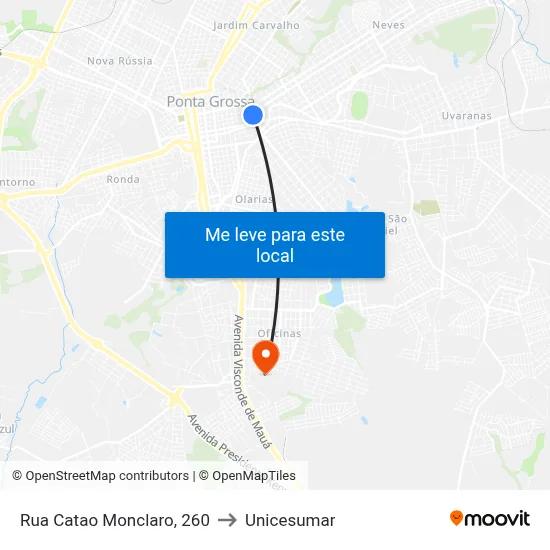 Rua Catao Monclaro, 260 to Unicesumar map