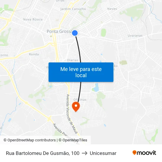Rua Bartolomeu De Gusmão, 100 to Unicesumar map