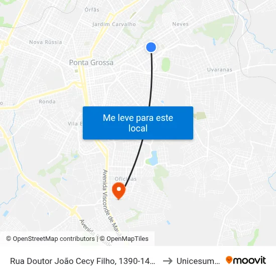 Rua Doutor João Cecy Filho, 1390-1490 to Unicesumar map