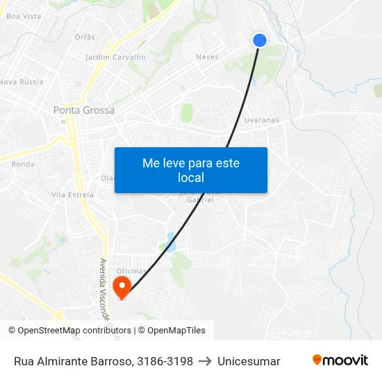 Rua Almirante Barroso, 3186-3198 to Unicesumar map