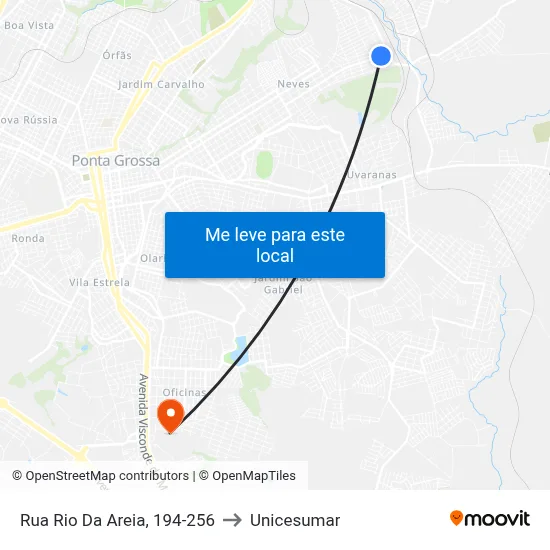 Rua Rio Da Areia, 194-256 to Unicesumar map