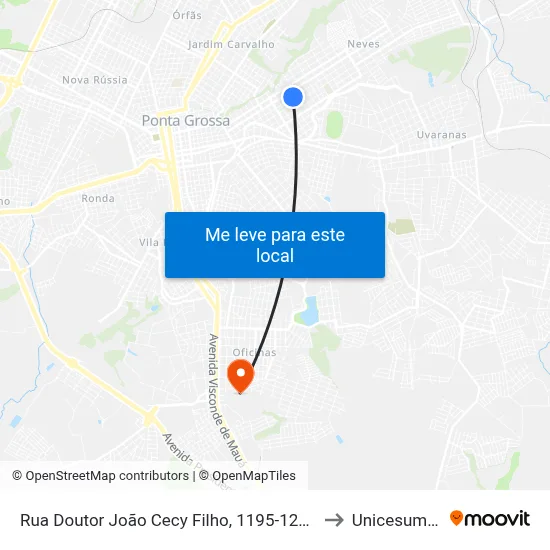 Rua Doutor João Cecy Filho, 1195-1291 to Unicesumar map