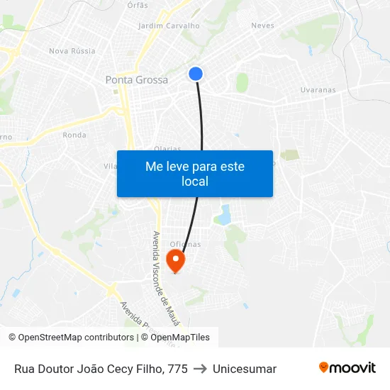 Rua Doutor João Cecy Filho, 775 to Unicesumar map