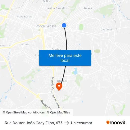 Rua Doutor João Cecy Filho, 675 to Unicesumar map