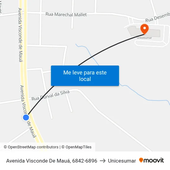 Avenida Visconde De Mauá, 6842-6896 to Unicesumar map