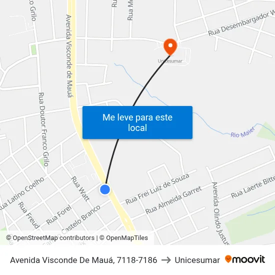 Avenida Visconde De Mauá, 7118-7186 to Unicesumar map