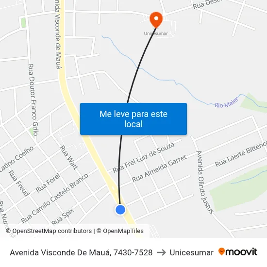 Avenida Visconde De Mauá, 7430-7528 to Unicesumar map