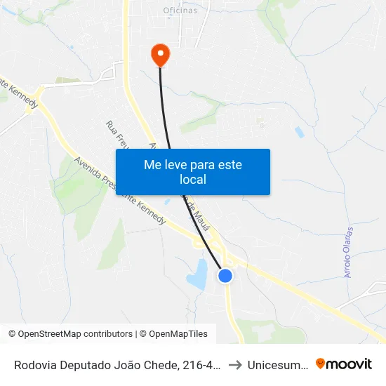 Rodovia Deputado João Chede, 216-456 to Unicesumar map