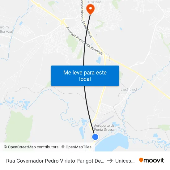 Rua Governador Pedro Viriato Parigot De Souza, 74-132 to Unicesumar map