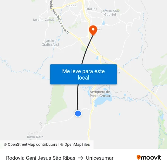 Rodovia Geni Jesus São Ribas to Unicesumar map