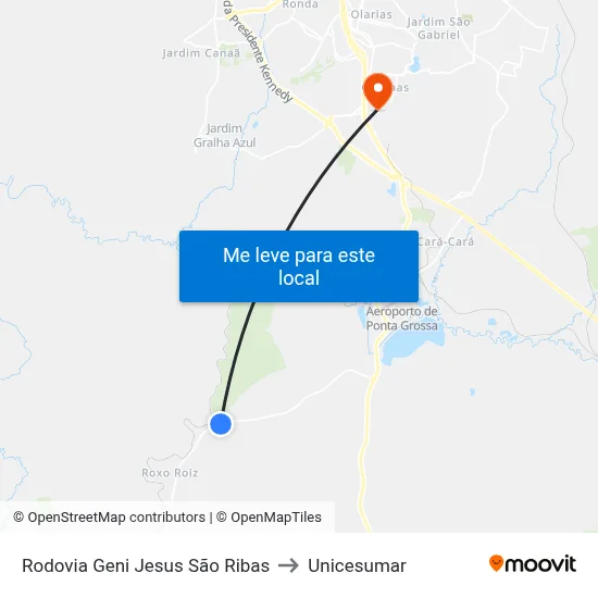 Rodovia Geni Jesus São Ribas to Unicesumar map