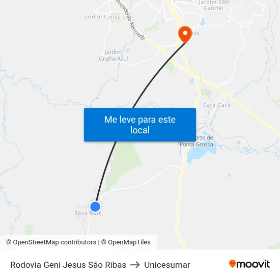 Rodovia Geni Jesus São Ribas to Unicesumar map