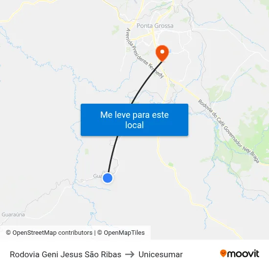 Rodovia Geni Jesus São Ribas to Unicesumar map