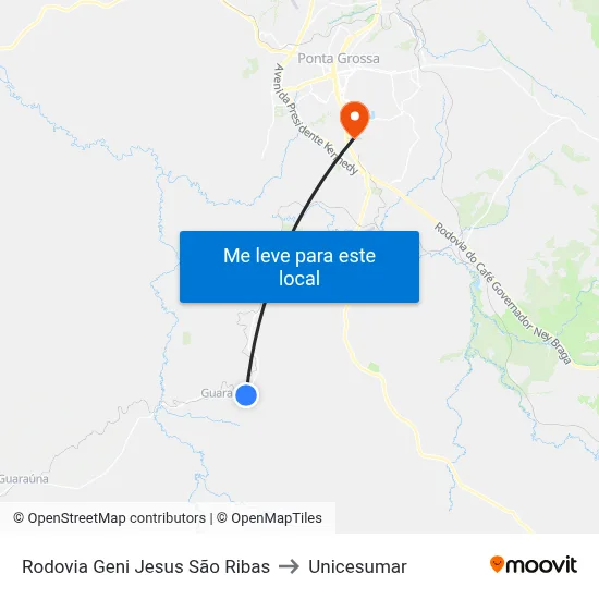 Rodovia Geni Jesus São Ribas to Unicesumar map