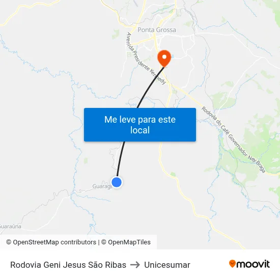 Rodovia Geni Jesus São Ribas to Unicesumar map