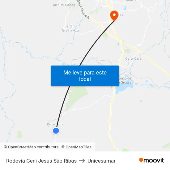 Rodovia Geni Jesus São Ribas to Unicesumar map