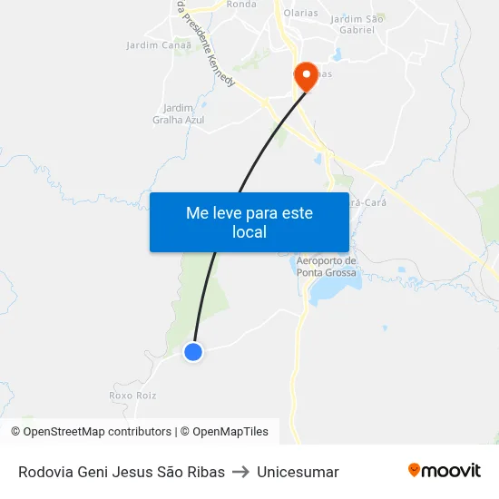Rodovia Geni Jesus São Ribas to Unicesumar map