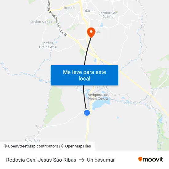 Rodovia Geni Jesus São Ribas to Unicesumar map