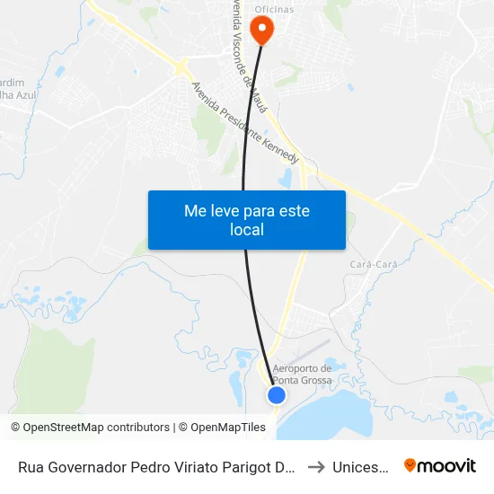 Rua Governador Pedro Viriato Parigot De Souza, 1-57 to Unicesumar map