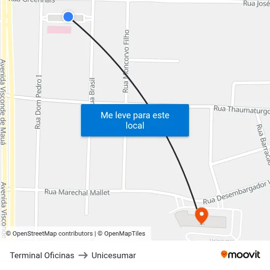 Terminal Oficinas to Unicesumar map
