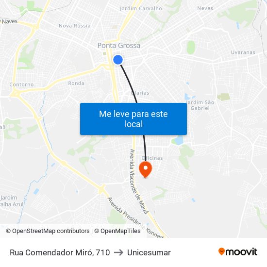 Rua Comendador Miró, 710 to Unicesumar map