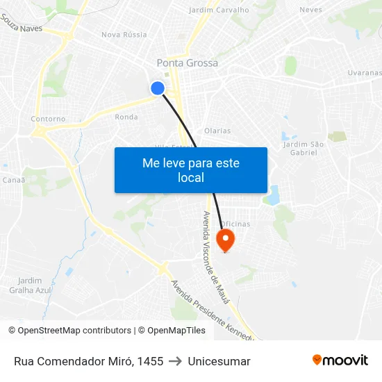 Rua Comendador Miró, 1455 to Unicesumar map