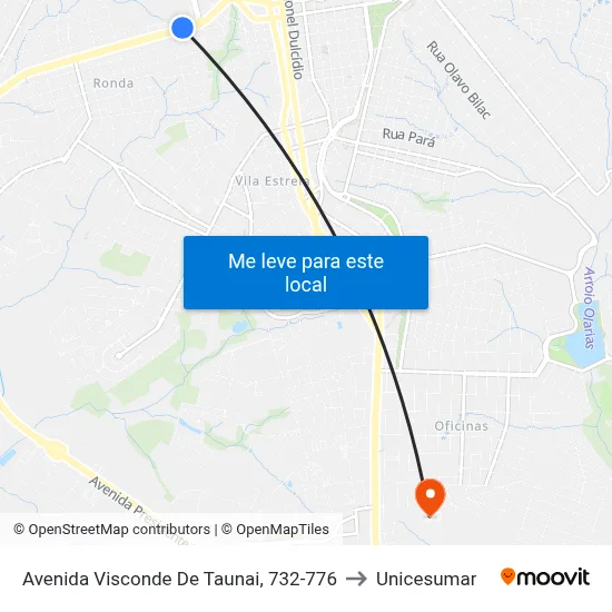 Avenida Visconde De Taunai, 732-776 to Unicesumar map