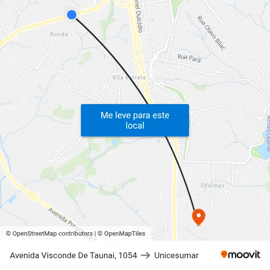 Avenida Visconde De Taunai, 1054 to Unicesumar map