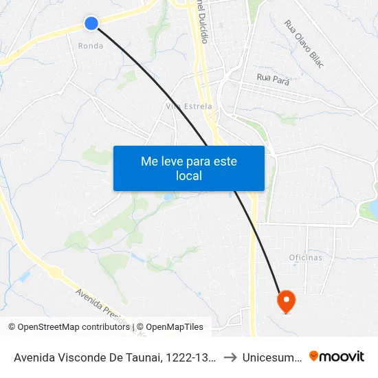 Avenida Visconde De Taunai, 1222-1372 to Unicesumar map