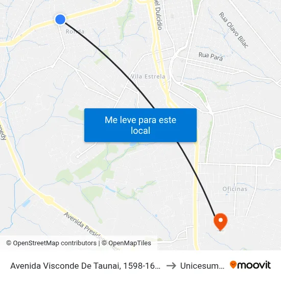 Avenida Visconde De Taunai, 1598-1650 to Unicesumar map
