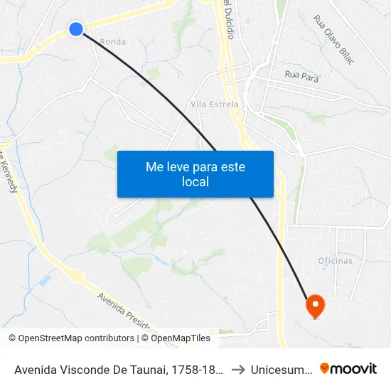 Avenida Visconde De Taunai, 1758-1800 to Unicesumar map