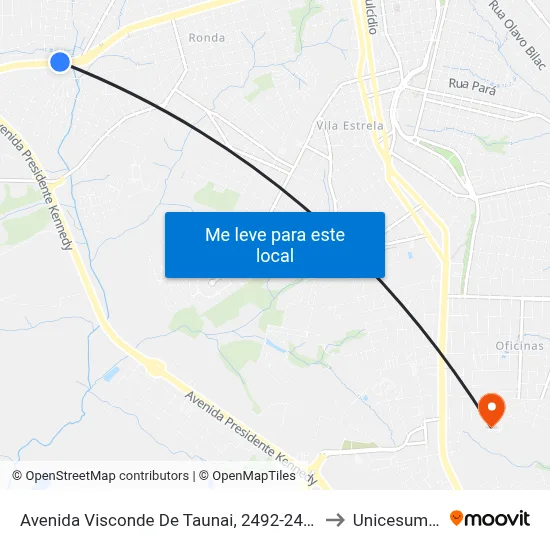 Avenida Visconde De Taunai, 2492-2496 to Unicesumar map