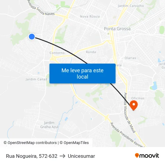 Rua Nogueira, 572-632 to Unicesumar map