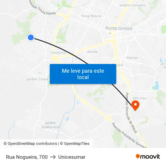 Rua Nogueira, 700 to Unicesumar map