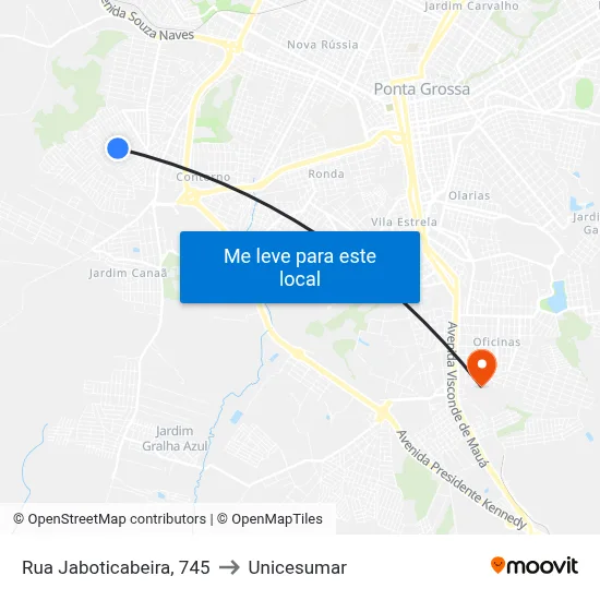 Rua Jaboticabeira, 745 to Unicesumar map