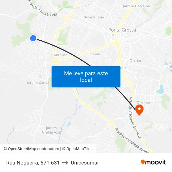Rua Nogueira, 571-631 to Unicesumar map