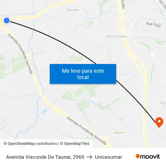 Avenida Visconde De Taunai, 2969 to Unicesumar map