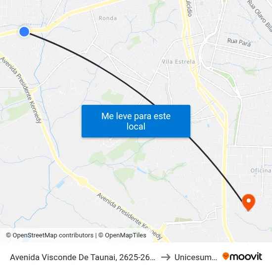 Avenida Visconde De Taunai, 2625-2693 to Unicesumar map