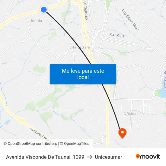 Avenida Visconde De Taunai, 1099 to Unicesumar map
