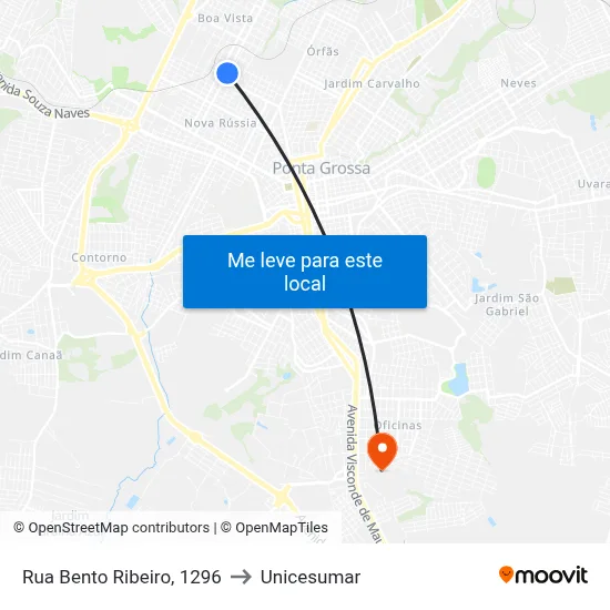 Rua Bento Ribeiro, 1296 to Unicesumar map