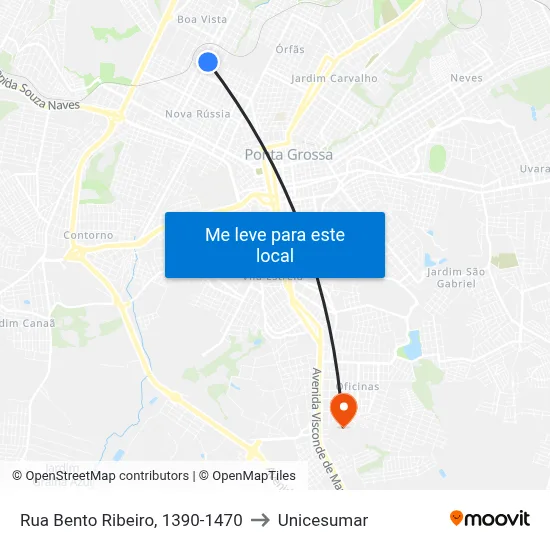 Rua Bento Ribeiro, 1390-1470 to Unicesumar map