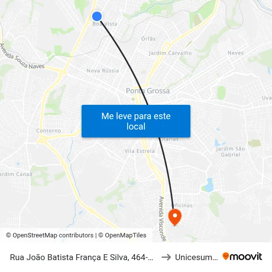 Rua João Batista França E Silva, 464-566 to Unicesumar map