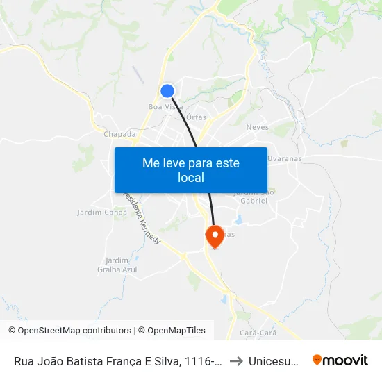 Rua João Batista França E Silva, 1116-1138 to Unicesumar map