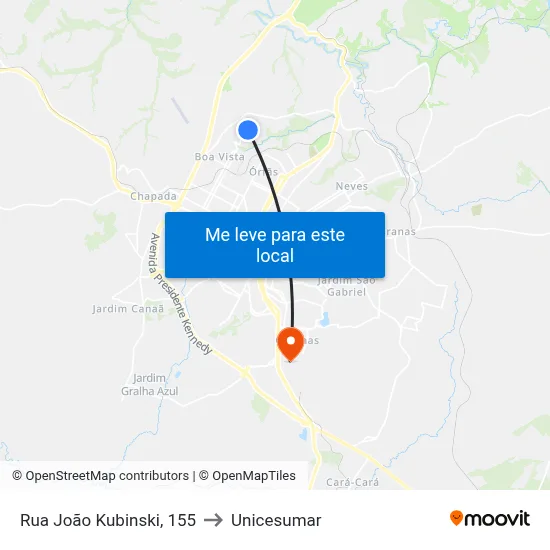 Rua João Kubinski, 155 to Unicesumar map