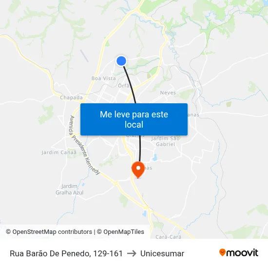 Rua Barão De Penedo, 129-161 to Unicesumar map