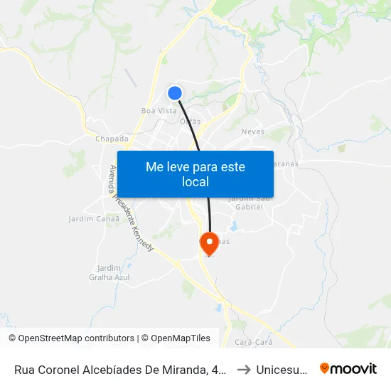 Rua Coronel Alcebíades De Miranda, 445-485 to Unicesumar map