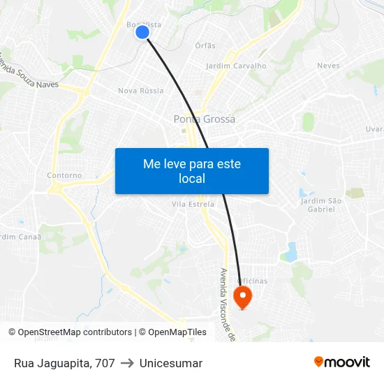 Rua Jaguapita, 707 to Unicesumar map