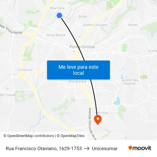Rua Francisco Otaviano, 1629-1753 to Unicesumar map