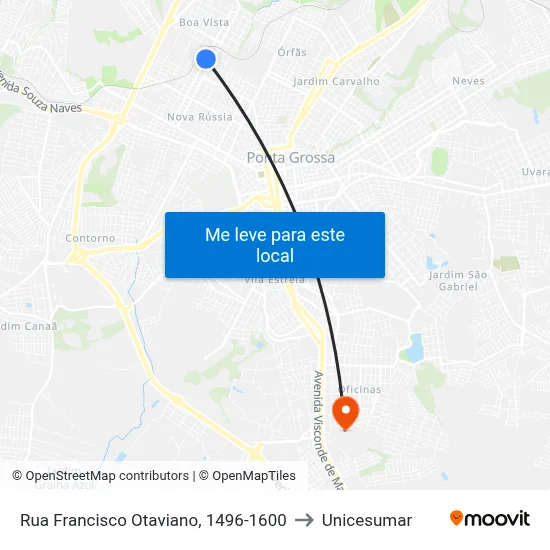 Rua Francisco Otaviano, 1496-1600 to Unicesumar map