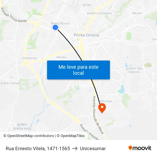 Rua Ernesto Vilela, 1471-1565 to Unicesumar map